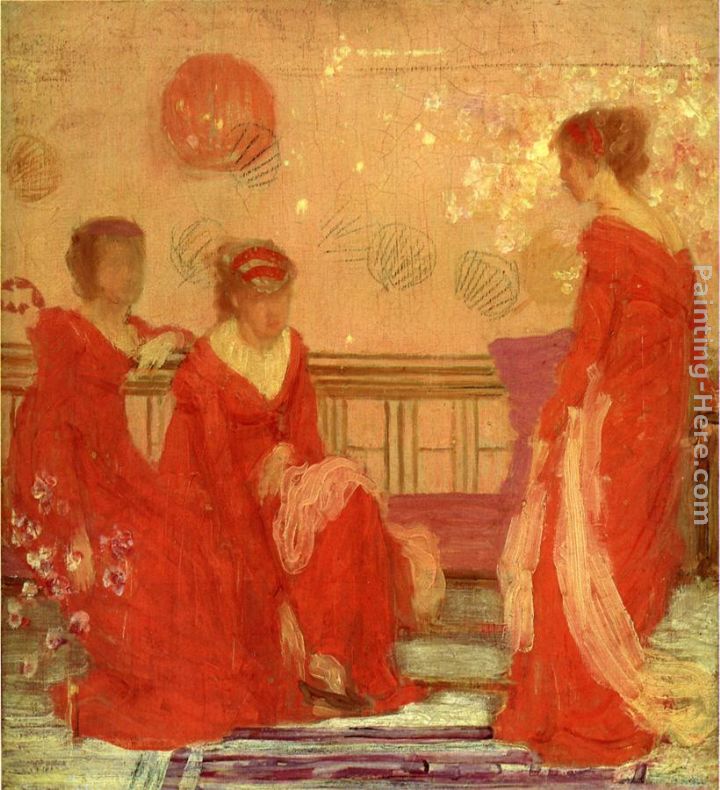 Harmony in Flesh Colour and Red painting - James Abbott McNeill Whistler Harmony in Flesh Colour and Red art painting